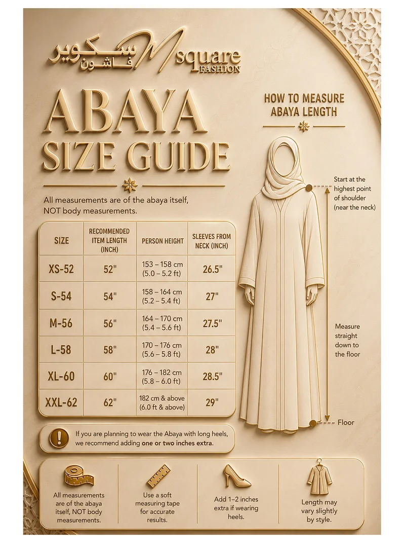 MSquare Fashion  Ember Grace V-Neck Embroidered Abaya With Matching Headscarf for Women | Best Price UAE