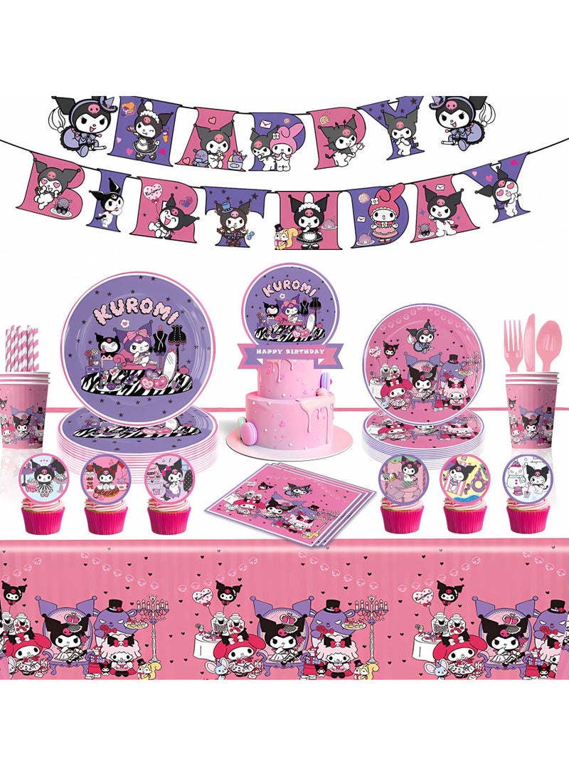 Kuromi Themed Birthday Party Decoration Set – Banners, Balloons, Tableware & Party Supplies (1 Set) - Image 2