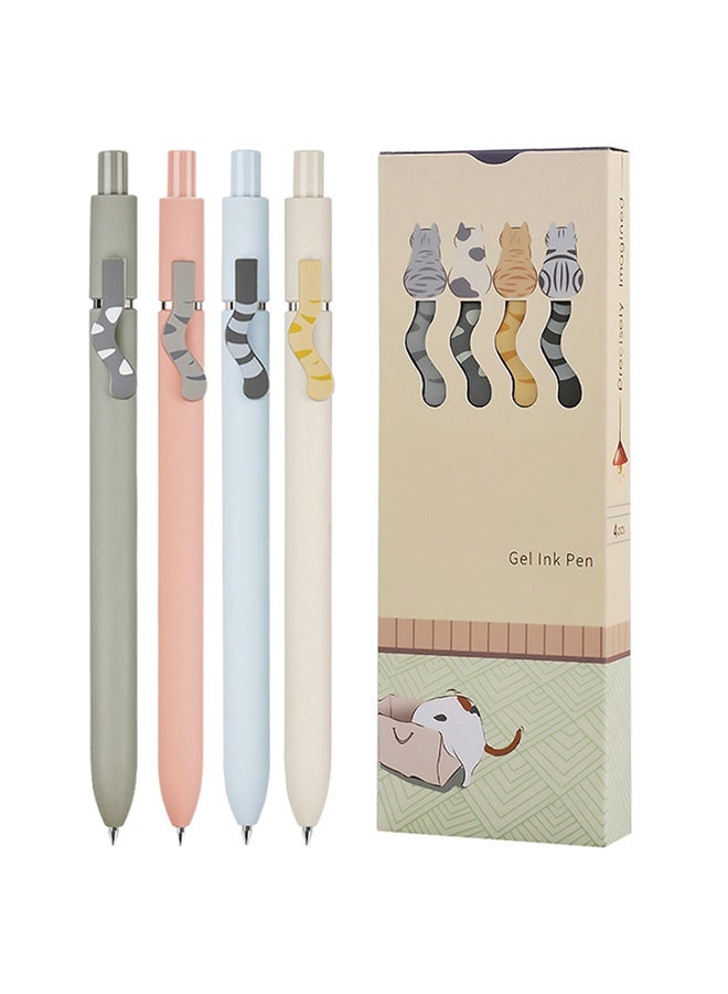 Cat Pens, 4 Pcs 0.5mm Cute Kawaii Black Ink Pens Fine Point Smooth Writing Pen, High-End Series Cat's Tail Retractable Pen for Journaling Note Taking (4 Pcs Cat) - Image 1