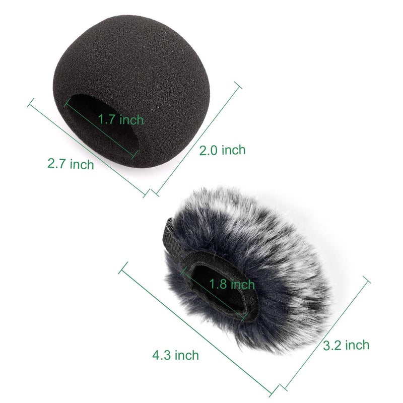ChromLives Microphone Windscreen, Furry Windscreen Muff Wind Cover + Foam Microphone Windscreen Cover Compatible with Zoom H1 H1n Apogee Mic and More, Furry & Foam 2Pack - Image 4