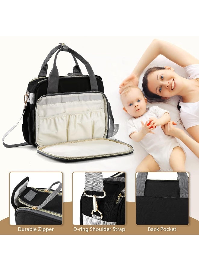 Gogoso GOGOSO Crossbody Small Diaper Bag, Cute Mini Baby Diaper Tote Bags with Insulated Pockets for Traveling Outdoor Parent, Black - Image 2