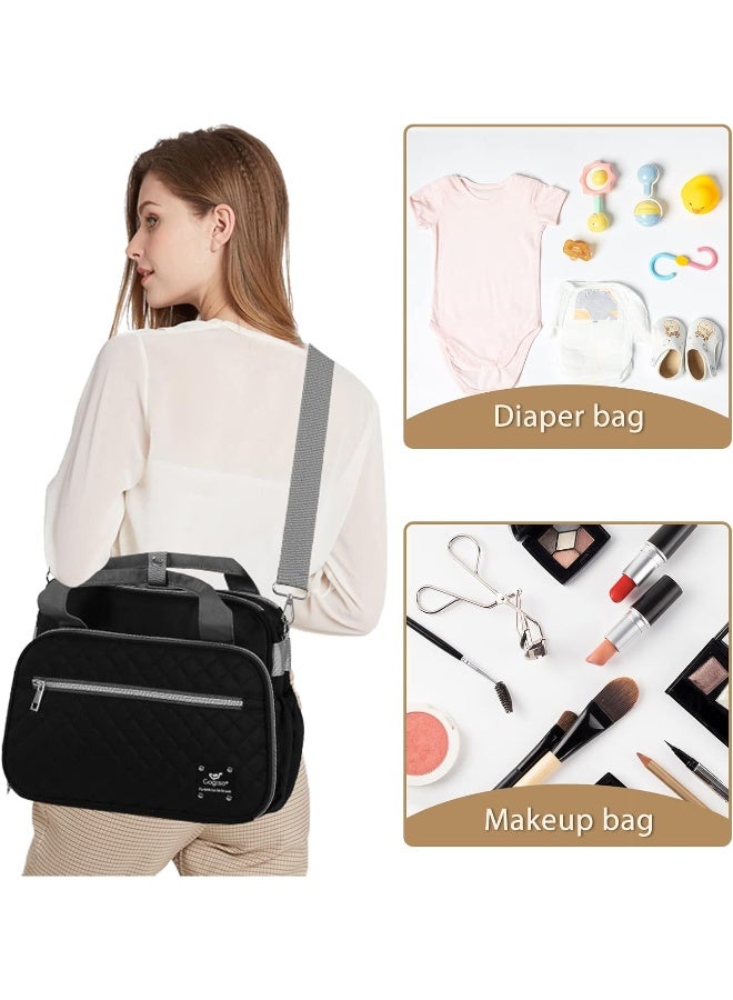 Gogoso GOGOSO Crossbody Small Diaper Bag, Cute Mini Baby Diaper Tote Bags with Insulated Pockets for Traveling Outdoor Parent, Black - Image 3