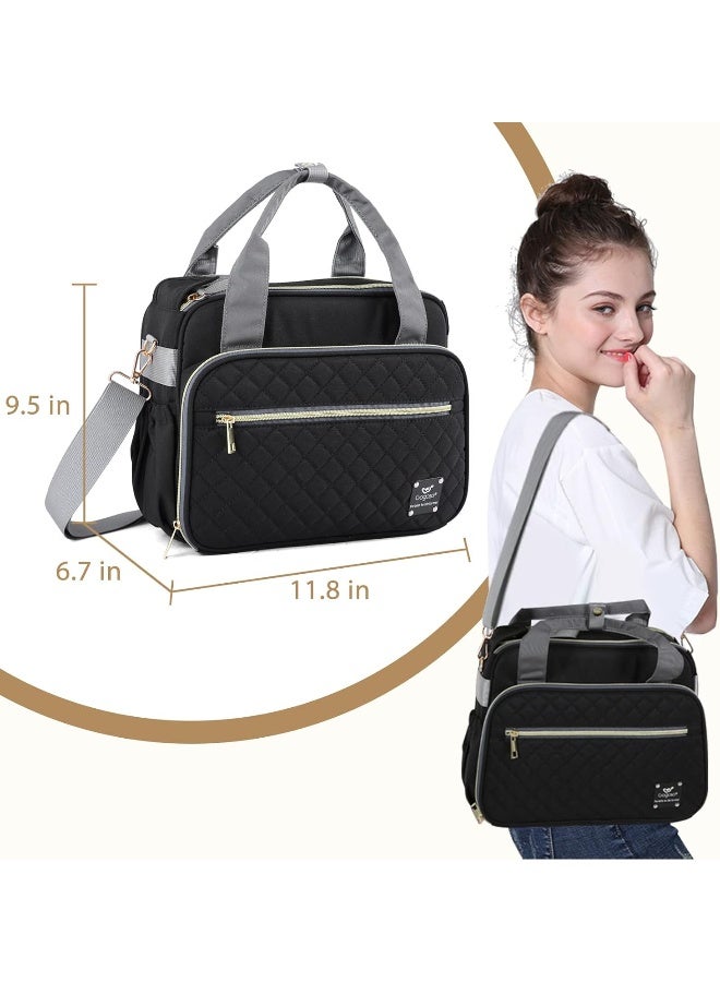 Gogoso GOGOSO Crossbody Small Diaper Bag, Cute Mini Baby Diaper Tote Bags with Insulated Pockets for Traveling Outdoor Parent, Black - Image 5