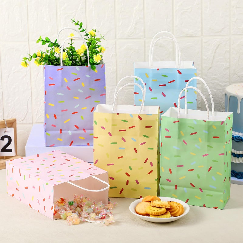 Faccito 24 Pcs Sprinkle Paper Gift Bags Bulk with Handles Confetti Donut Sprinkles Party Decorations Ice Cream Gift Bags for Birthday Wedding Christmas Baby Shower Supplies (Multicolor) - Image 3