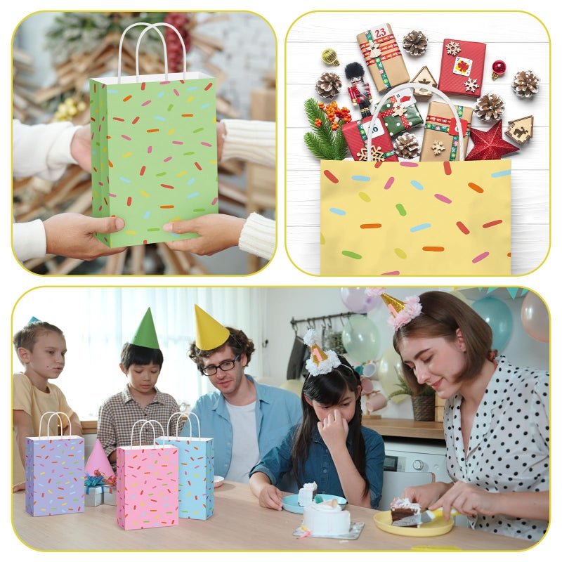 Faccito 24 Pcs Sprinkle Paper Gift Bags Bulk with Handles Confetti Donut Sprinkles Party Decorations Ice Cream Gift Bags for Birthday Wedding Christmas Baby Shower Supplies (Multicolor) - Image 4