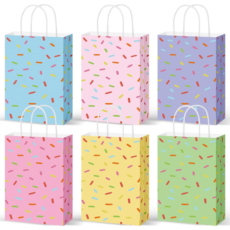 Faccito 24 Pcs Sprinkle Paper Gift Bags Bulk with Handles Confetti Donut Sprinkles Party Decorations Ice Cream Gift Bags for Birthday Wedding Christmas Baby Shower Supplies (Multicolor) - Image 1