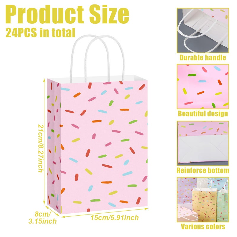 Faccito 24 Pcs Sprinkle Paper Gift Bags Bulk with Handles Confetti Donut Sprinkles Party Decorations Ice Cream Gift Bags for Birthday Wedding Christmas Baby Shower Supplies (Multicolor) - Image 2