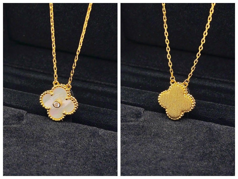 general Women's four leaf clover 18k necklace white pendant gold necklace - Image 1