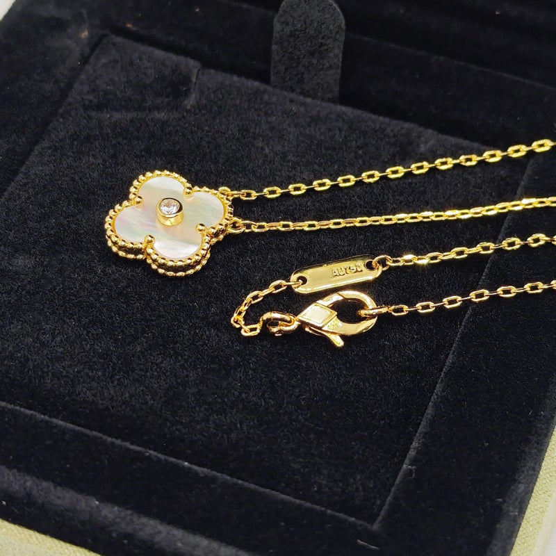 general Women's four leaf clover 18k necklace white pendant gold necklace - Image 2