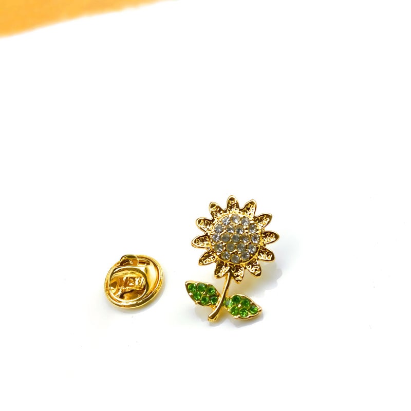 Opal Bow Brooch Womens Cute Japanese-style Anti-glare Personalized All-match Pin Fixed Clothes Fashionable Collar Pin Sunflower Pin Gold