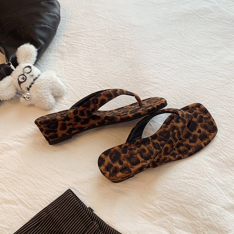 Women's Leopard Print Wedge Flip Flops 5cm Heel - Image 3