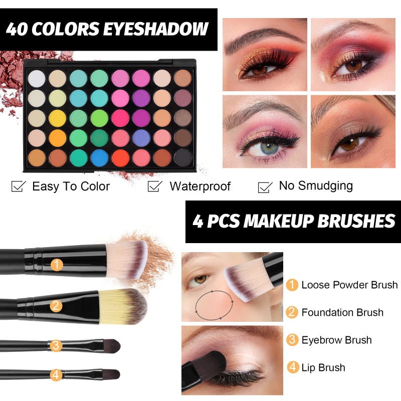 Fenshine All In One Makeup Kit for Women Full Kit, Makeup Gift Set for Women Beginners, Makeup Essential Starter Bundle Include Eyeshadow Palette Lipstick Eyebrow Pencil Brush Set (Type C) - Image 3