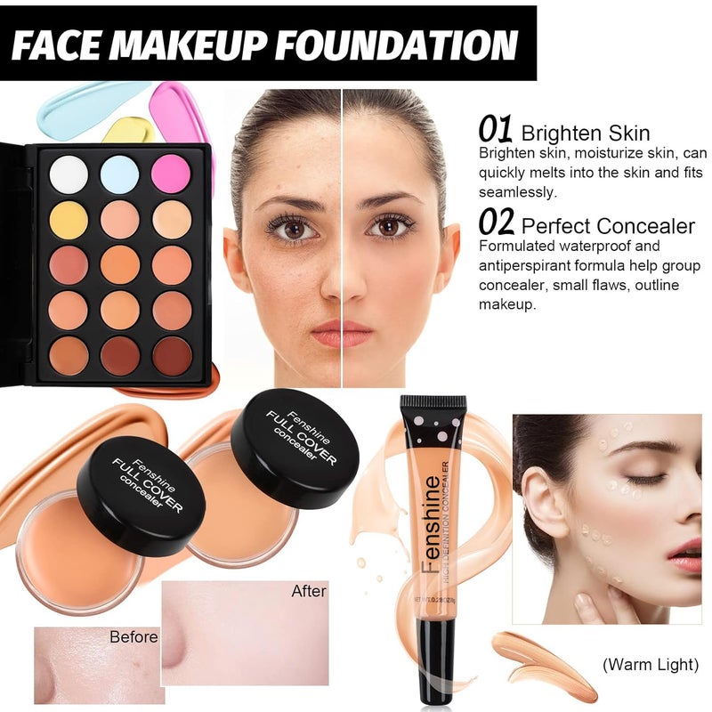 Fenshine All In One Makeup Kit for Women Full Kit, Makeup Gift Set for Women Beginners, Makeup Essential Starter Bundle Include Eyeshadow Palette Lipstick Eyebrow Pencil Brush Set (Type C) - Image 2