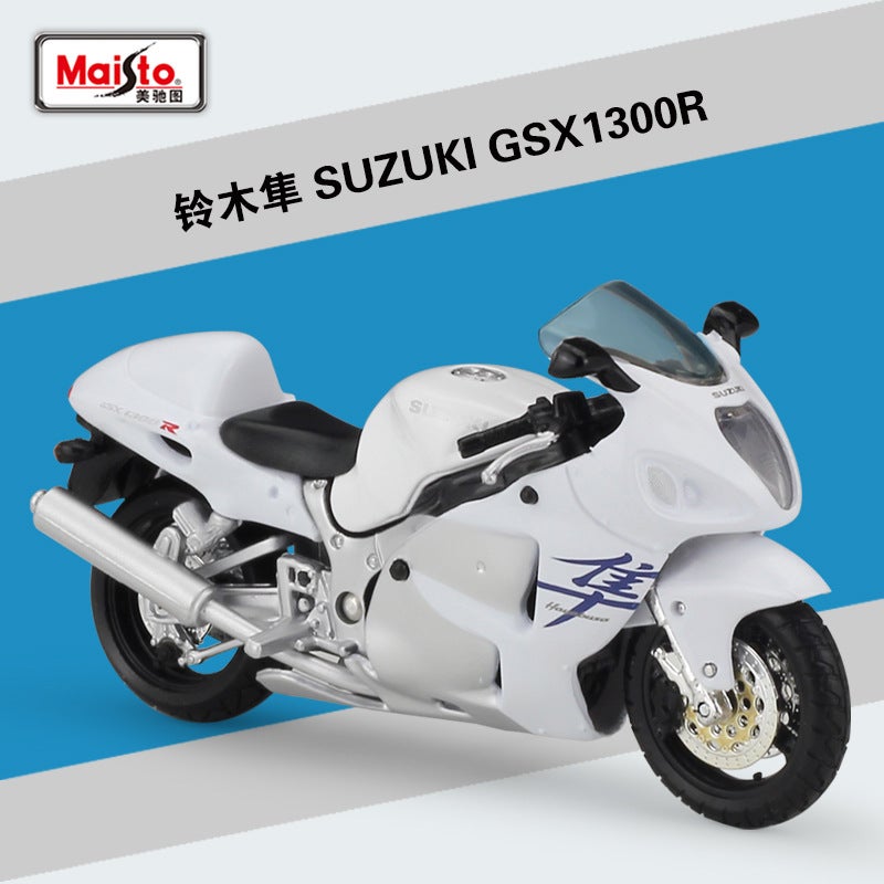 1:18 Kawasaki Ninja H2R Diecast Motorcycle Model with Stand #347 Suzuki GSX1300R Falcon White