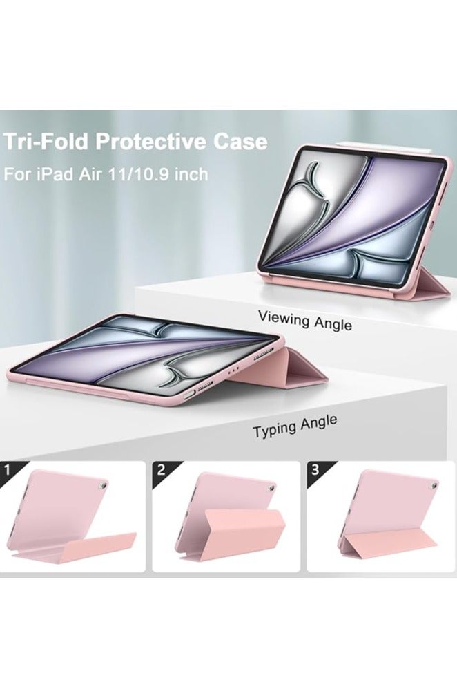 Case for iPad Air 2025 (7th Generation) M3 11-Inch /M2(2024), iPad Air 5/4 (2022/2020 5th/4th), Anti-Fingerprints, Anti-Fall Drop Protection, Auto Sleep/Wake, Slim Stand Hard Back Shell Cover Case (Pink) - Image 2