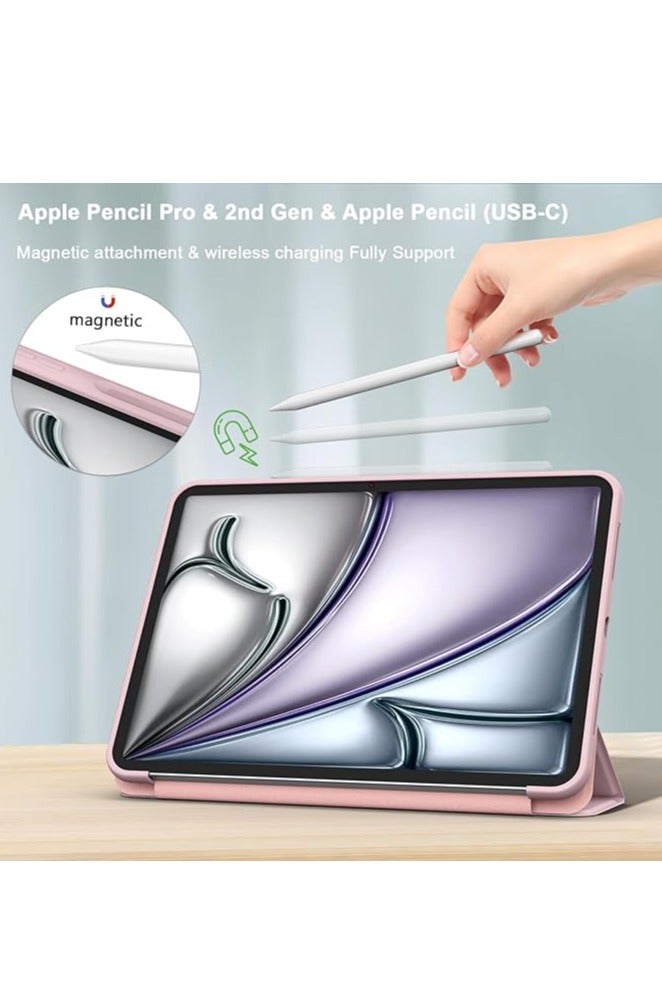 Case for iPad Air 2025 (7th Generation) M3 11-Inch /M2(2024), iPad Air 5/4 (2022/2020 5th/4th), Anti-Fingerprints, Anti-Fall Drop Protection, Auto Sleep/Wake, Slim Stand Hard Back Shell Cover Case (Pink) - Image 3