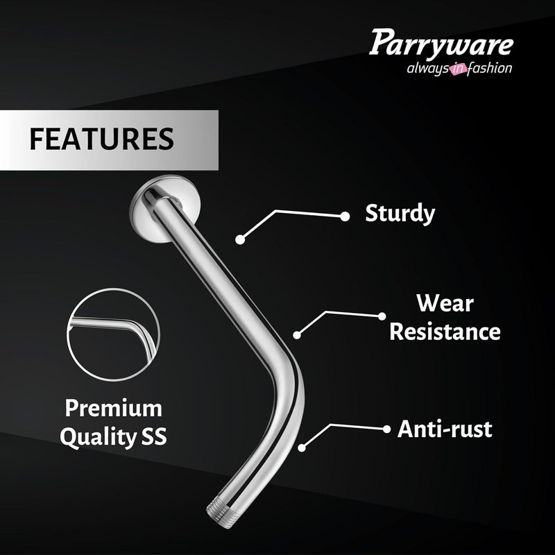 Parryware Shower Arm 12 inch with Bend for round shower head For bathroom fixtures Made up of stainless steel - Image 4