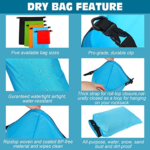 LEIFIDE 10 Pcs Ultralight Dry Bags Waterproof Lightweight Airtight Bags Ripstop Camping Gear Dry Sack Portable Roll Top Dry Pack for Backpacking Kayaking Hiking Swimming Boating Outdoor, 5 Sizes - Image 5