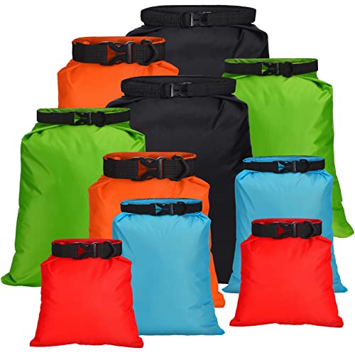 LEIFIDE 10 Pcs Ultralight Dry Bags Waterproof Lightweight Airtight Bags Ripstop Camping Gear Dry Sack Portable Roll Top Dry Pack for Backpacking Kayaking Hiking Swimming Boating Outdoor, 5 Sizes - Image 1