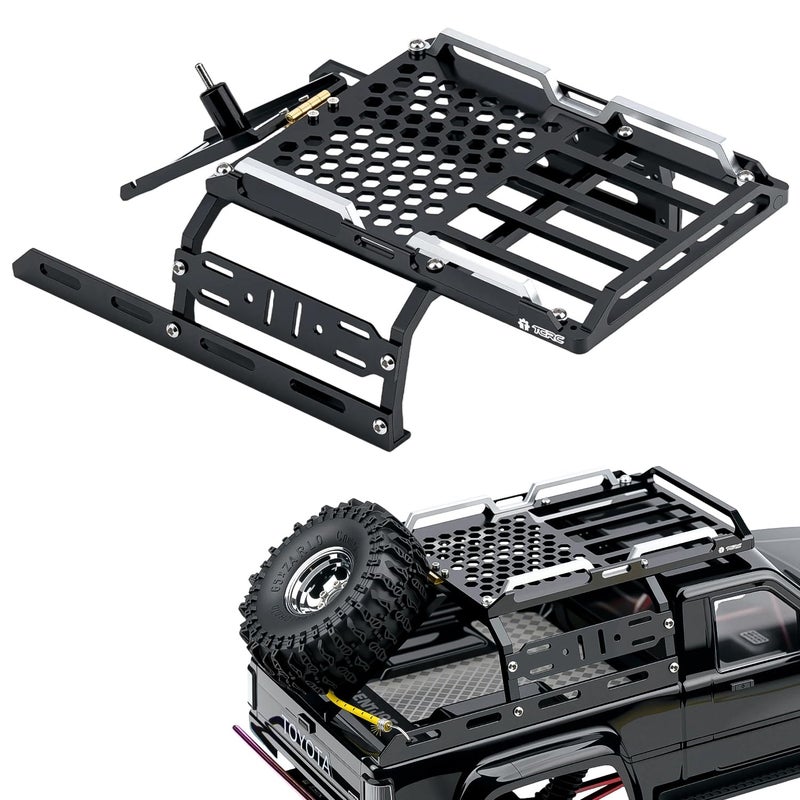 TCRC Aluminum Bed Rack Spare Tire Carrier AntiSkid Plate Board with Colored Reflective Luggage Rope Set for HPI Venture18 Upgrade - Image 3