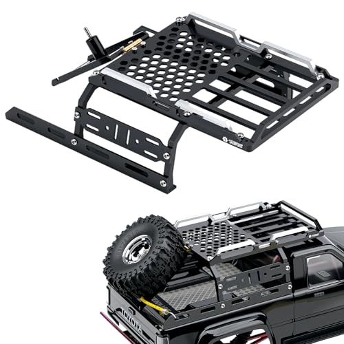 TCRC Aluminum Bed Rack Spare Tire Carrier AntiSkid Plate Board with Colored Reflective Luggage Rope Set for HPI Venture18 Upgrade - Image 1