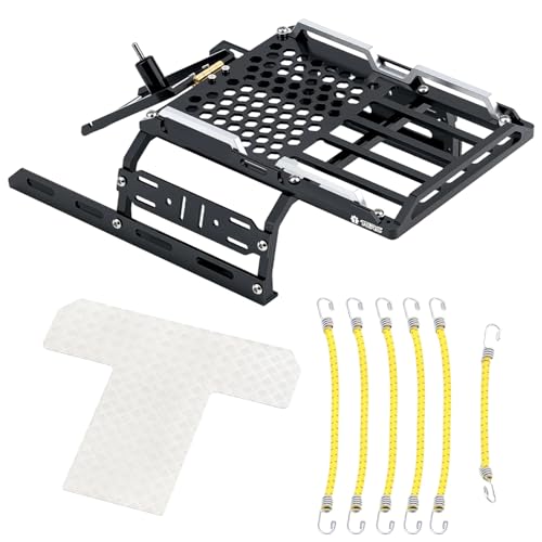 TCRC Aluminum Bed Rack Spare Tire Carrier AntiSkid Plate Board with Colored Reflective Luggage Rope Set for HPI Venture18 Upgrade - Image 5