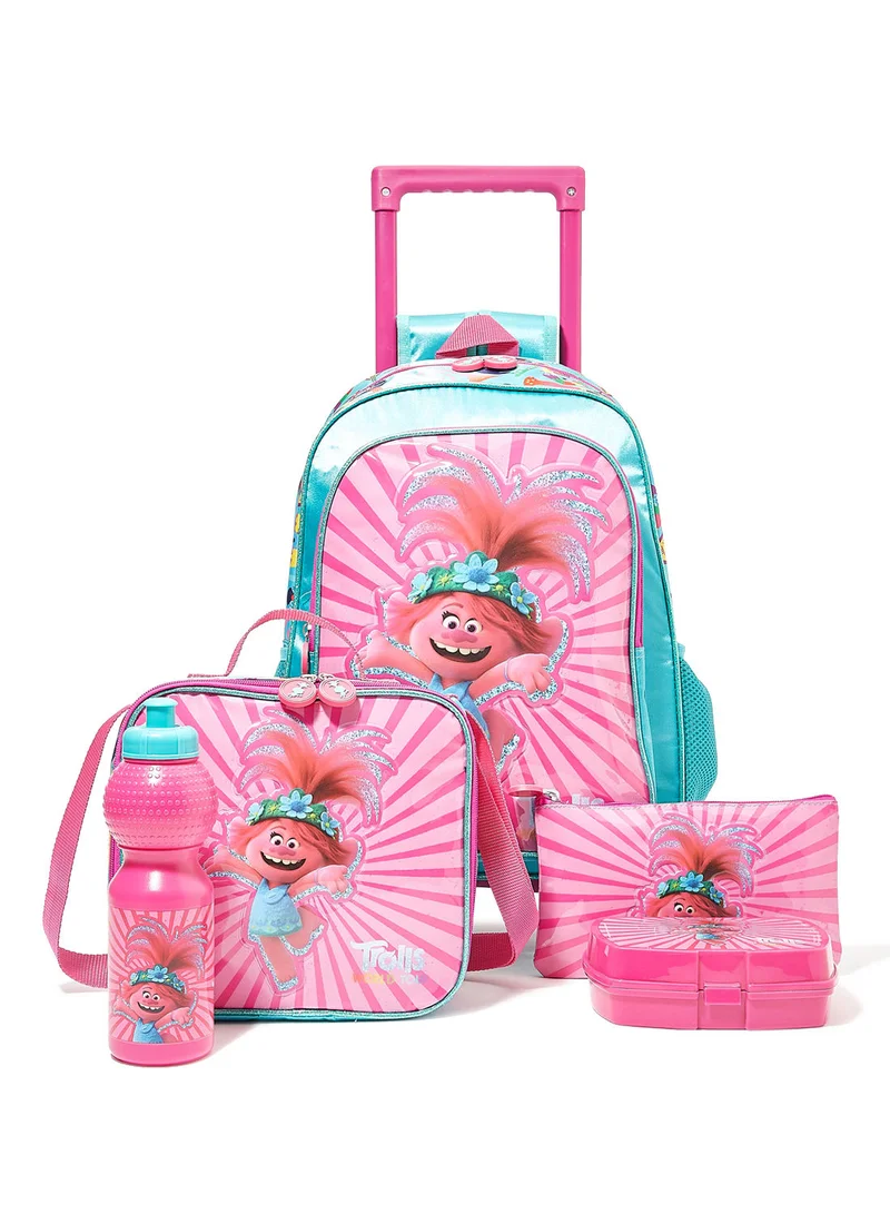 يونيفرسال 5 Piece Girls Trolls Trolley Backpack Set 16 Inch