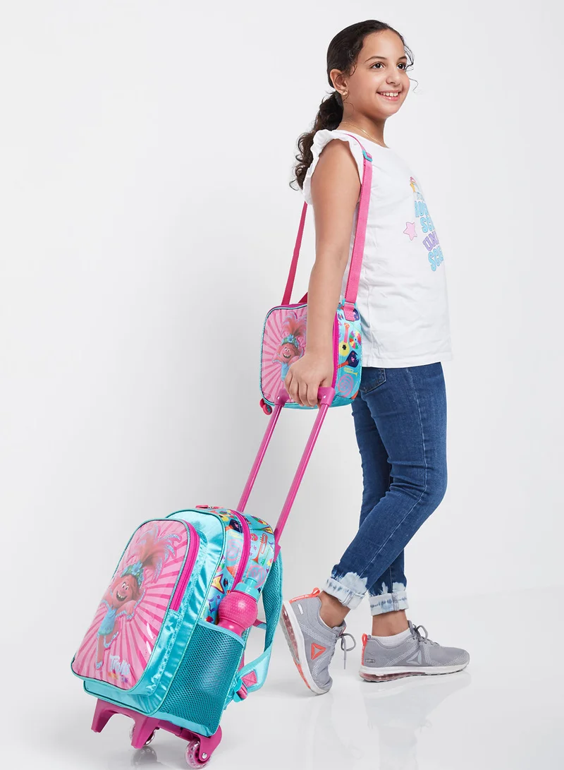 يونيفرسال 5 Piece Girls Trolls Trolley Backpack Set 16 Inch