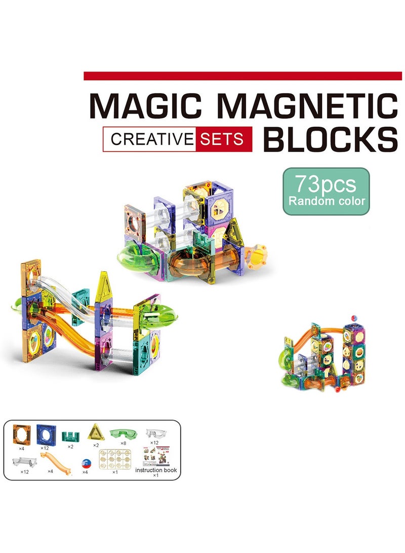 Magic Ball Track Magnetic Building Blocks Parent-Child Educational Puzzle Building Toys 73pcs - Image 1