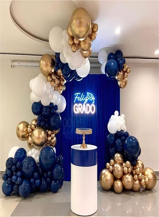 ADOINBY Blue and Gold Balloon Arch Kit, 188Pcs Gold Star Balloons with Navy Blue and Gold White Latex Balloon Garland kit, Different Size Balloons for Anniversary Wedding New Year Birthday Decorations - Image 3