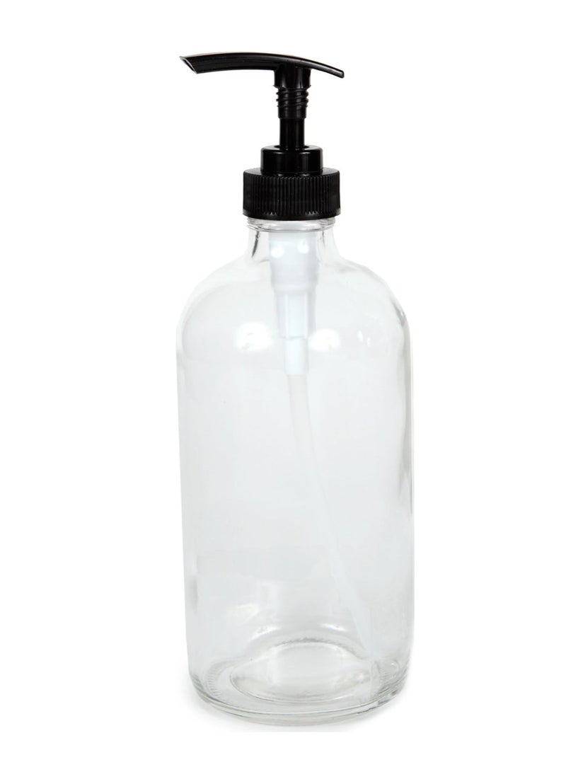 QUESERA 2 Large 16 oz Empty Clear Glass Bottles with Black Lotion Pumps - Image 4