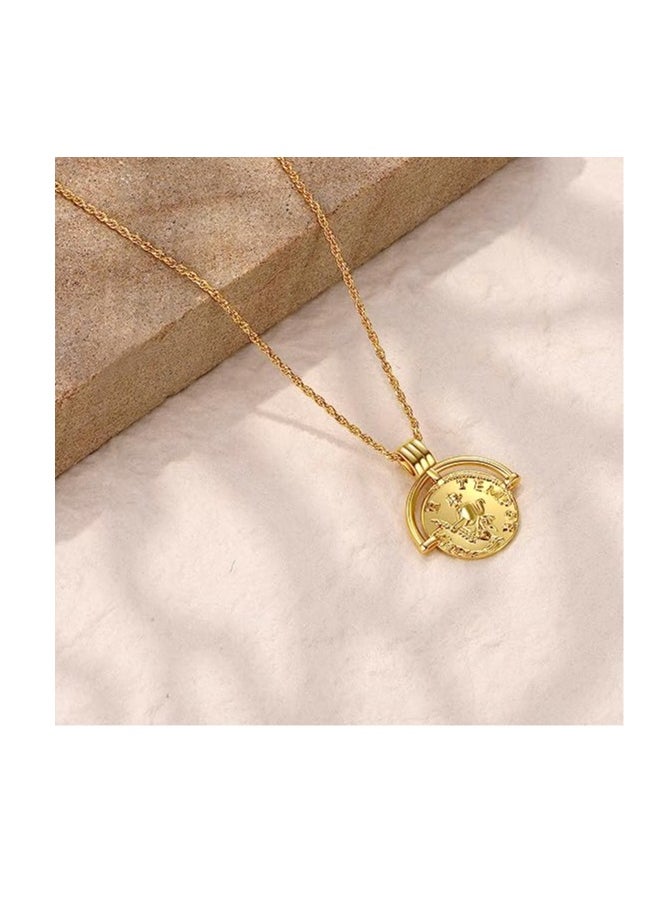 MIXDE - Layered Choker Necklace gold Plated Pendant Commemorative coin Necklace Multilayer Bar Disc Necklace Adjustable Layering Choker Necklaces fashion jewelry for Women Girls - Image 1