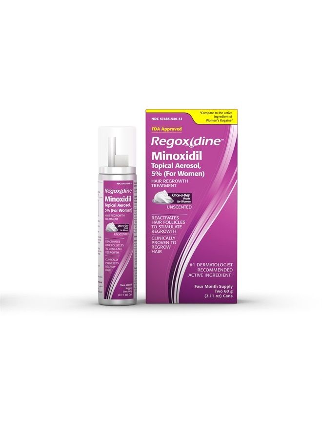 Regoxidine Women's Minoxidil Topical & Foam Helps Restore Top of Scalp Hair Loss and Support Hair Regrowth with Unscented Topical Treatment for Thinning Hair (5% Foam 4-Month Supply) - Image 2