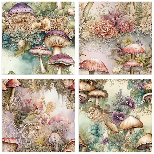 YASMEN Scrapbook Paper 6X6, Card Making Supplies, Single-Sided Mushroom Forest Patterned Cardstock Pads, Decorative Craft Paper, Decopodge Papers Pack, Scrapbooking junk journal Supplies-24Sheets - Image 4