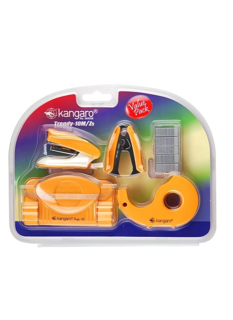 Kangaro - Kangaro 10M Trendy Stapler, Perforator, Stapler Remover, Tape Dispenser And Staples Pin Kit, Trendy 10M/Z5, Stapler Kit - Image 1