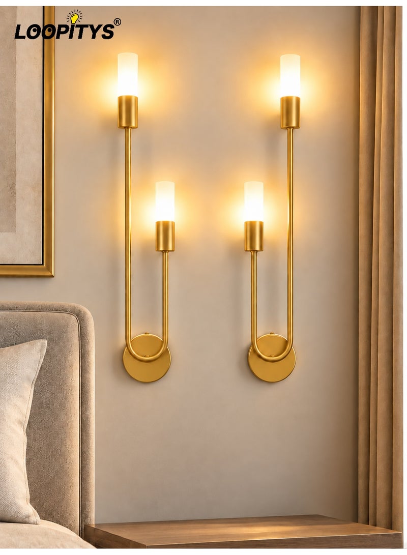 LOOPITYS Led Wall Lamps (2Pcs) Modern Nordic Long Strip Wall Sconce for Home Hotel Stairs Bedroom Bedside Luxury Living Room Decoration Lamps，(Excluding light bulbs, it is recommended to use G9 model bulbs) - Image 1