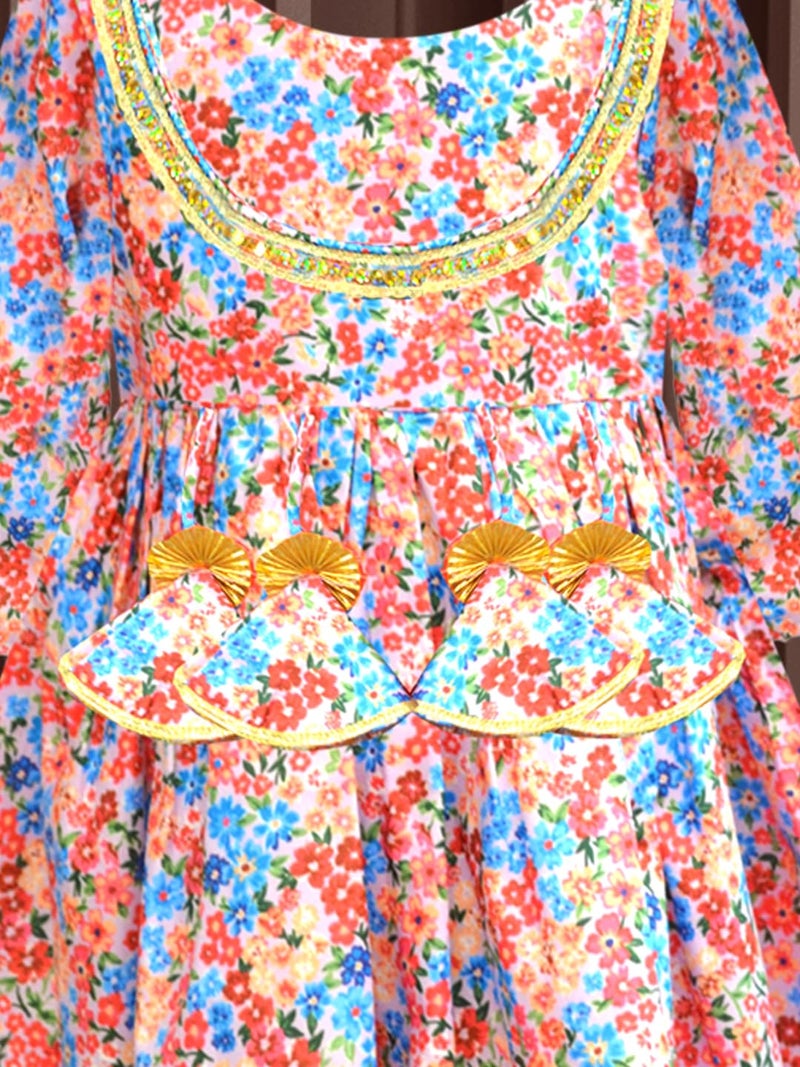 A.T.U.N. (ALL THINGS UBER NICE) A.T.U.N. Girls Ethnic Wear Sharara | Floral Printed Kurta with Sharara Set for Girls - Image 5