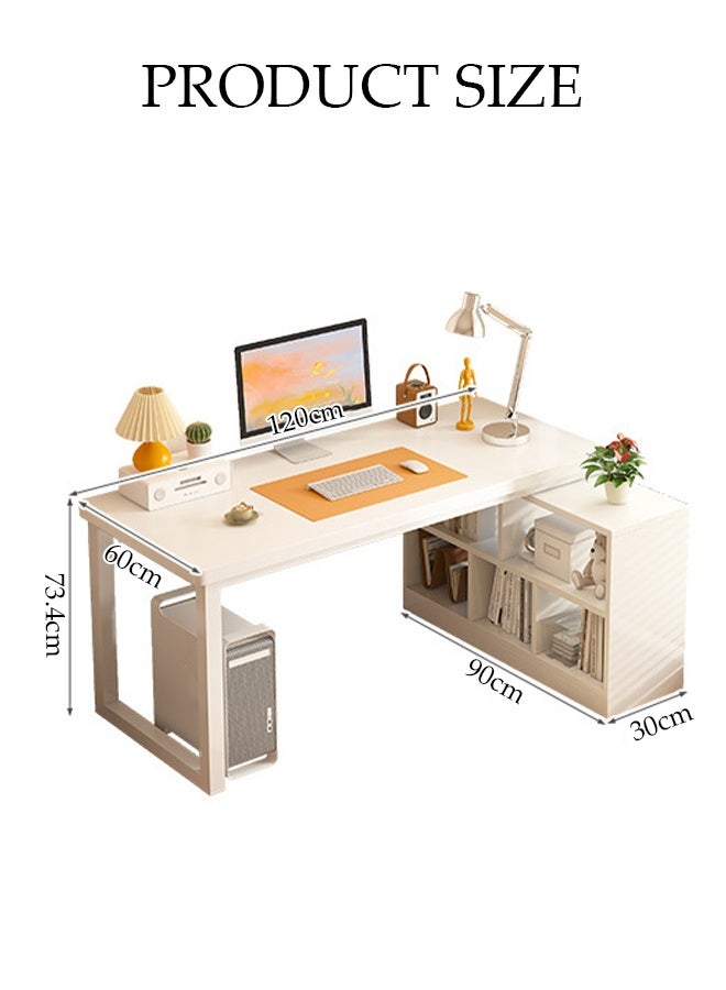 Spides L Shaped Computer Desk 2 in 1 Home Bookshelf and Computer Office Desk PC Desktop Computer Table with Storage Shelves Sturdy Metal Frame Gaming Desk Ergonomic Study Writing Workstation Table for Home Office,Study, Work - Image 3