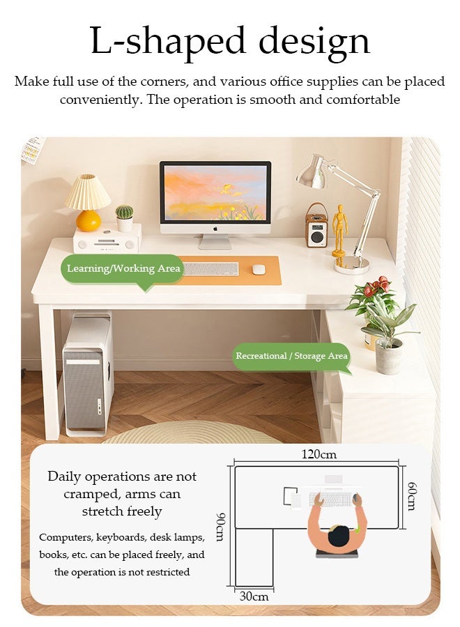 Spides L Shaped Computer Desk 2 in 1 Home Bookshelf and Computer Office Desk PC Desktop Computer Table with Storage Shelves Sturdy Metal Frame Gaming Desk Ergonomic Study Writing Workstation Table for Home Office,Study, Work - Image 2