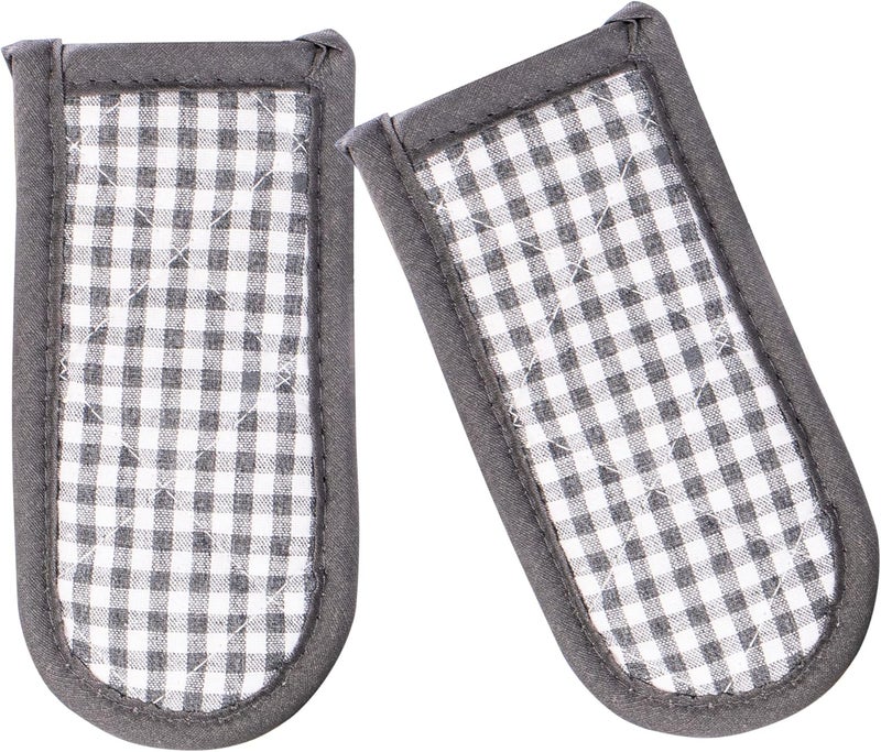 Leadiy Cast Iron Skillet Handle Covers,Pot Handle Covers Heat Resistant,Pot Holders for Kitchen Heat Resistant,Machine Washable Handle Mitts 2 PCS (Plaid-Grey) - Image 1