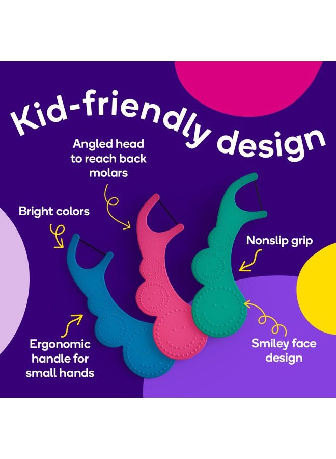 BURST Kids Flossers (90 Count/1 Pack) | Strawberry Aroma | Toddler Dental Flossable Picks with Ergonomic Design | No-Slip Grip | Smiley Face and Fun Colors - Image 2