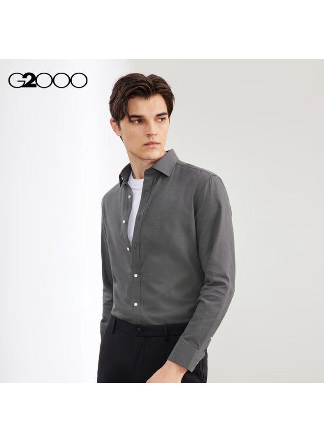 G2000 Men's Cotton Blend Oxford Long Sleeve Shirt 41121972g2 Charcoal Black 05 - Image 2