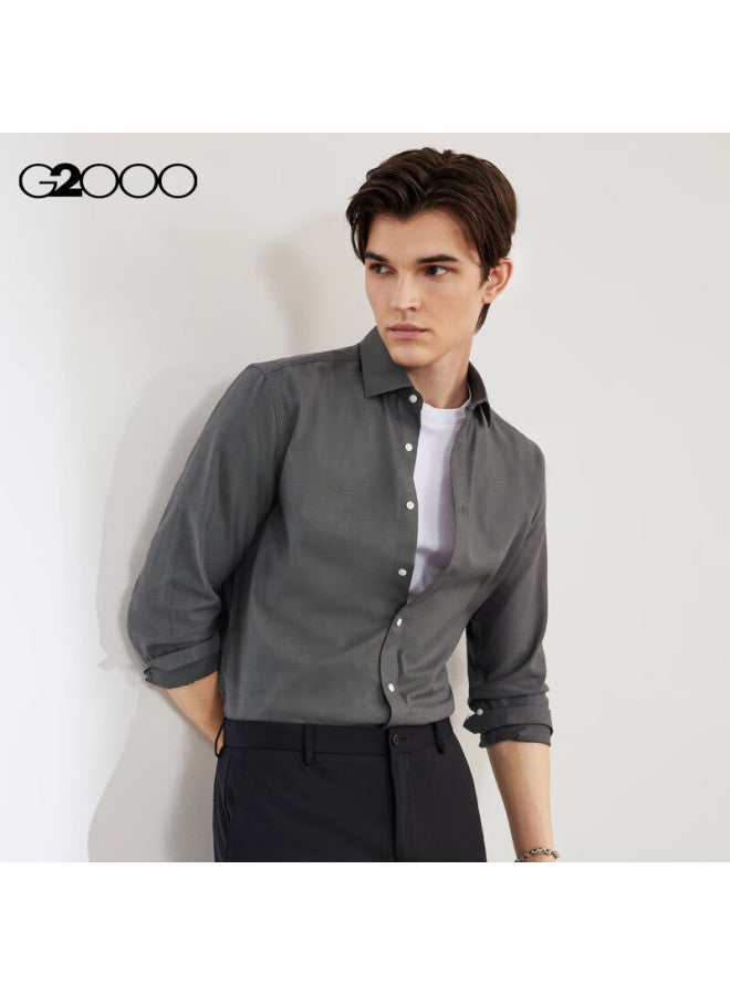 G2000 Men's Cotton Blend Oxford Long Sleeve Shirt 41121972g2 Charcoal Black 05 - Image 1