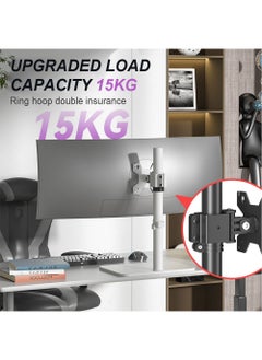 HILLPORT Monitor Desktop Stand with Metal Base for 14-43 inch Monitors,Height Adjustable Single Screen Arm Mount,Up to 15 KG, Adjustable Motion Tilt/Swivel/Rotation, VESA 75/100mm  - Image 2