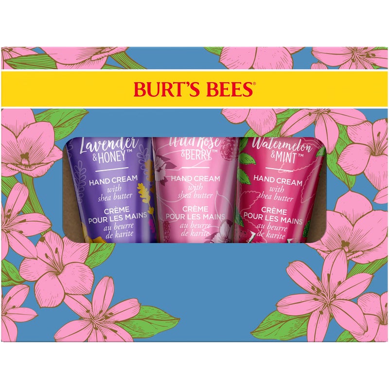 Burt's Bees Spring Gift, 3 Moisturizing Self Care Gifts, Shea Butter Hand Cream Trio Spring Set - Lavender & Honey, Wild Rose & Berry and Watermelon & Mint (Packaging May Vary) - Image 1