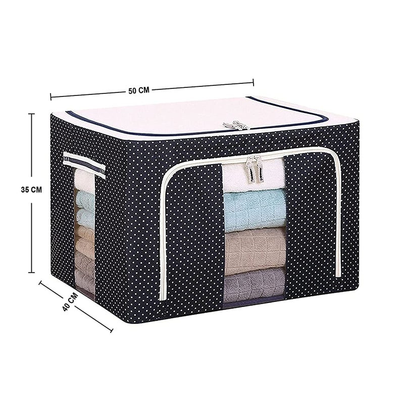 Honbuty Steel frame Double Opening Zipped Clothes Storage Bag with Window Folding Multicolor 66 Liter Polypropylene - Image 2