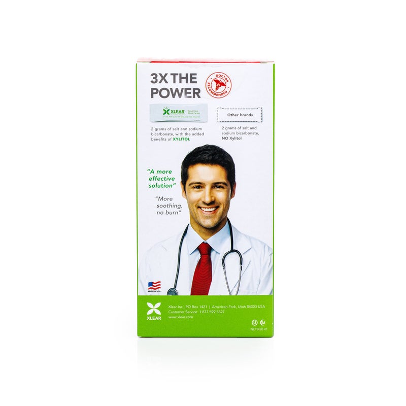 Xlear حزم إعادة تعبئة غسول الأنف من Xlear، محلول ملحي طبيعي لغسول الجيوب الأنفية مع زيلتول، تخفيف سريع لضغط الجيوب الأنفية والاحتقان، 50 حزمة (عبوة من 2) - Image 3