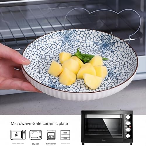 OLWICK® Japanese Style 8-Inch Ceramic Round Dinner Plate – Microwave & Dishwasher Safe, 20.4x4.3cm Porcelain Dish for Seafood, Appetizers & Snacks, Autumn (1 Piece) - Image 5
