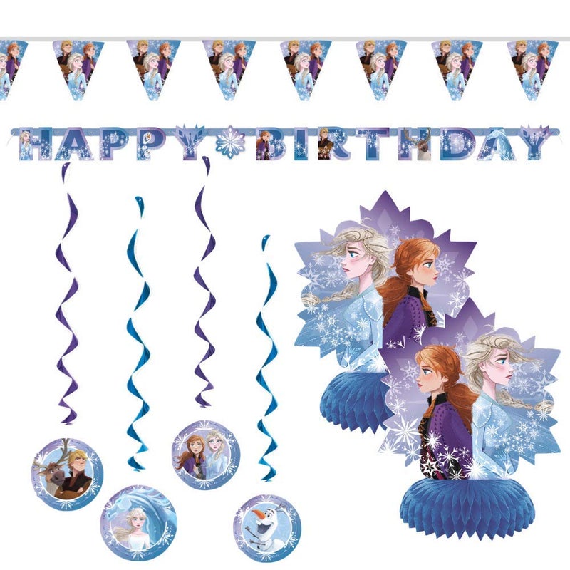 Bek Brands Frozen 2 Childrens Birthday Party Decorations Includes 7 Piece Decoration Kit and 1 Large Jointed Happy Birthday Banner - Image 2