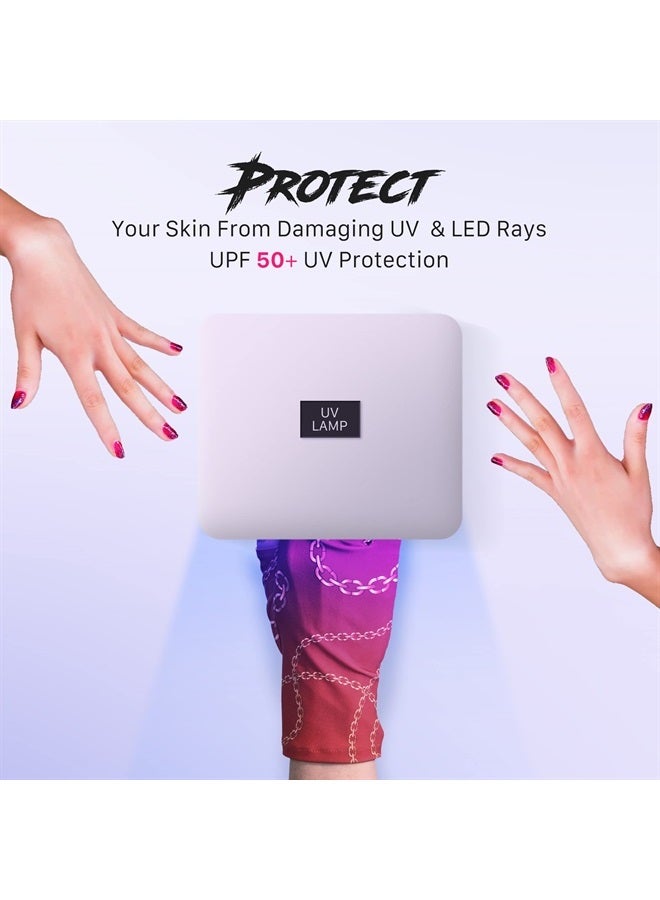 ManiGlovz The ORIGINAL Anti UV Gloves for Gel Manicures, Driving, Sun Protection Fingerless Gloves That Shield Skin from the Sun and Nail Lamp, Outdoor Gloves, Slither Chic Print - Image 4